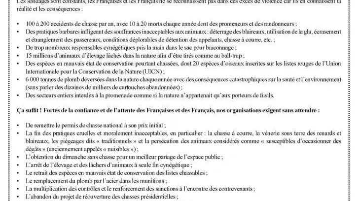 76 associations publient un manifeste anti-chasse