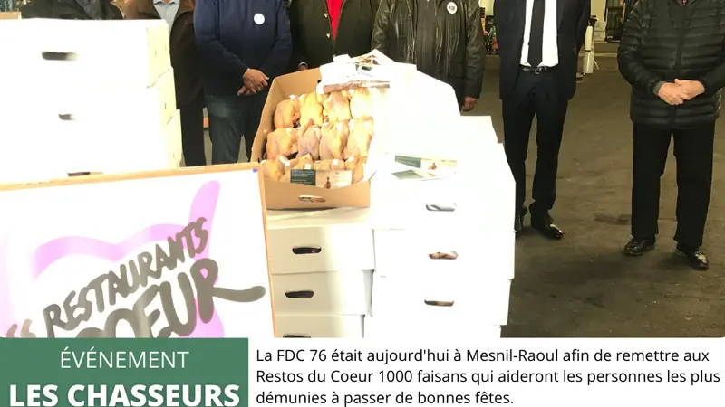 Mille faisans offerts par les chasseurs aux restos du cœur