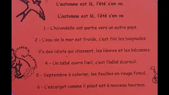 « Y’a des idiots qui chassent » poème appris en classe de CE2