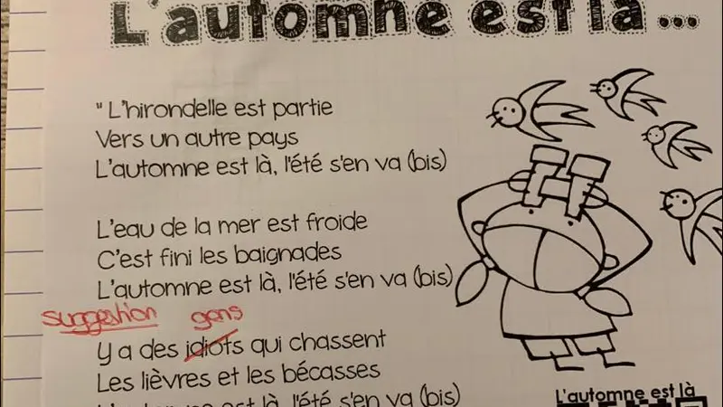 Une comptine anti-chasse apprise en moyenne section