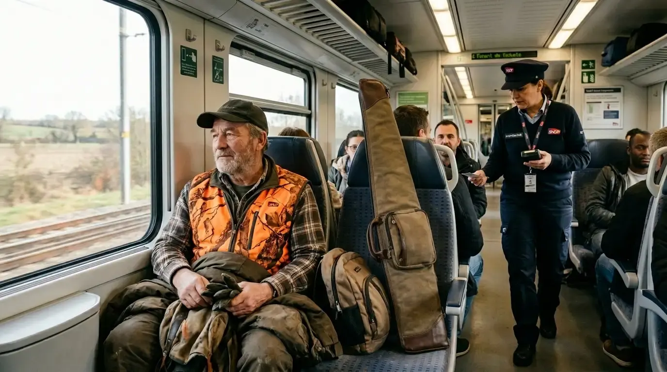 chasseur dans un train