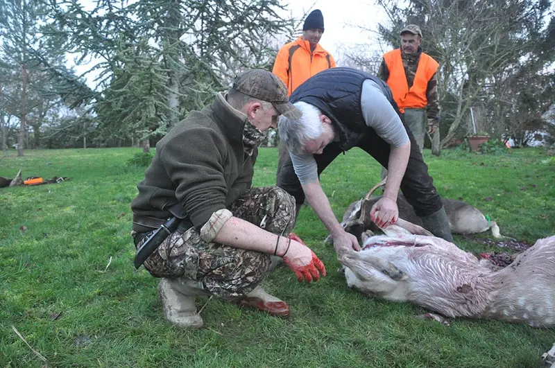 La chasse ne s'arrête pas après avoir tuer un animal. Il faut ensuite le dépouiller puis éliminer les déchets
