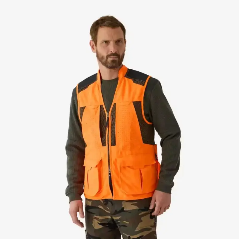 Gilet chasse respirant homme 520 orange fluo