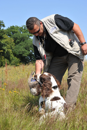 David Bruwier et son chien (sponsoring concours Field Trial)
