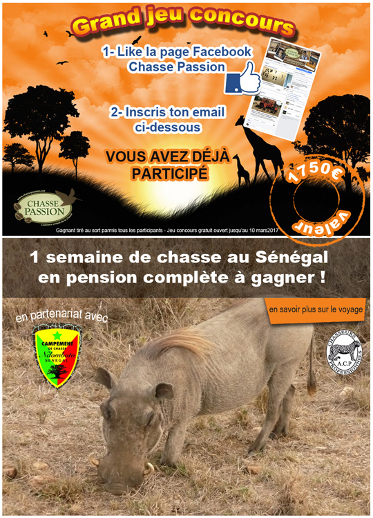 Jeux concours Gagner un voyage de chasse au Sénégal – Vous avez déjà participé