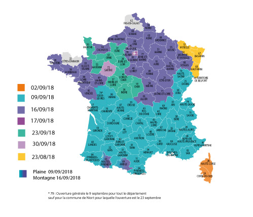 Dates ouverture générale chasse 2018