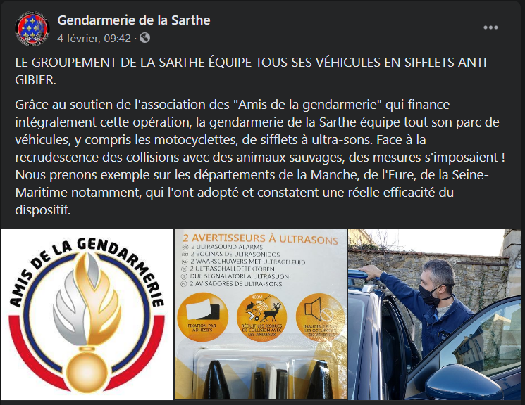 France - Sécurité . Routes : connaissez-vous les sifflets anti-gibier pour  voiture ?