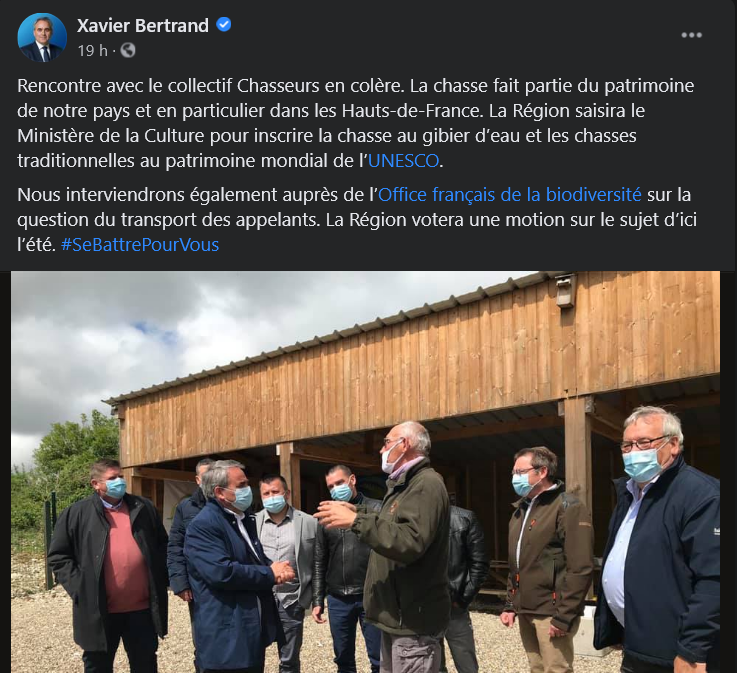 Xavier bertrand pour la chasse