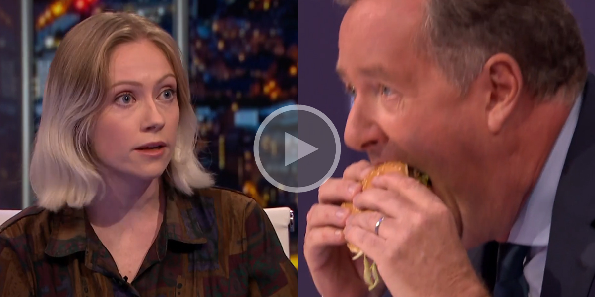 [Vidéo] Un animateur en colère mange un hamburger devant une activiste vegan