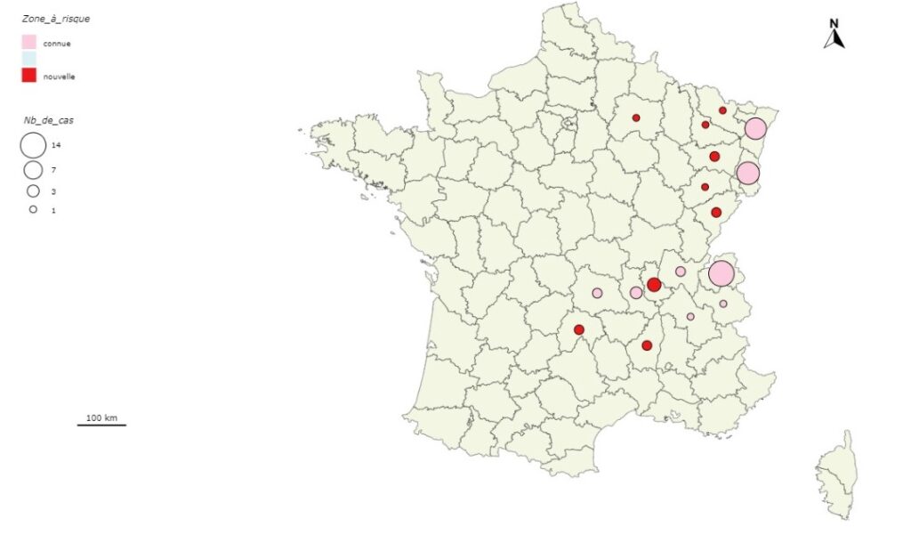 carte encéphalite à tiques 2021-2023