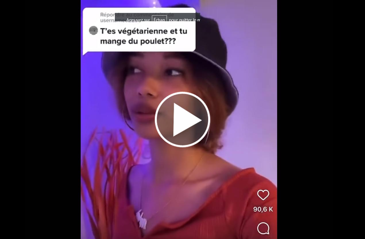 [Vidéo] Végétarienne, elle « pense beaucoup à la famille du poulet » quand elle le mange