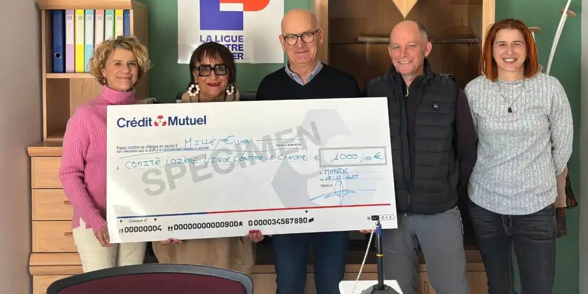 Lozère : la Fédération des chasseurs remet un chèque de 1 000 € au comité contre le cancer