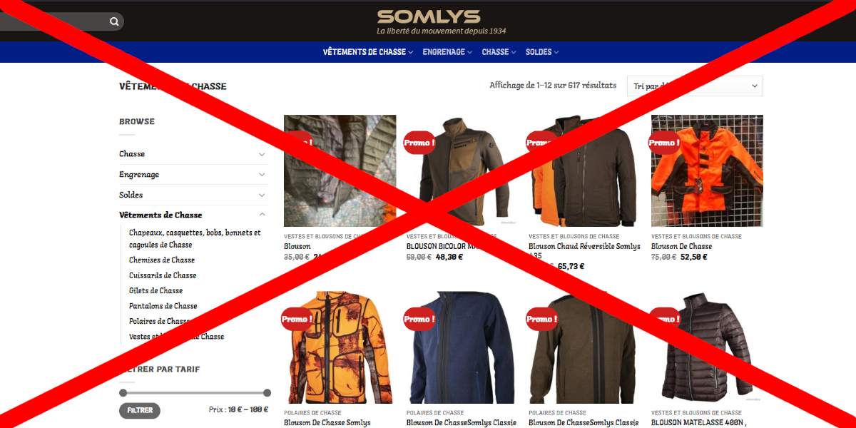 Une fausse boutique en ligne usurpe l’identité de la marque de chasse Somlys