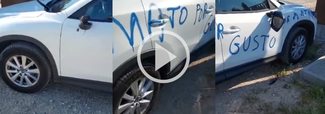 la voiture d'un chasseur vandalisée par des animalistes